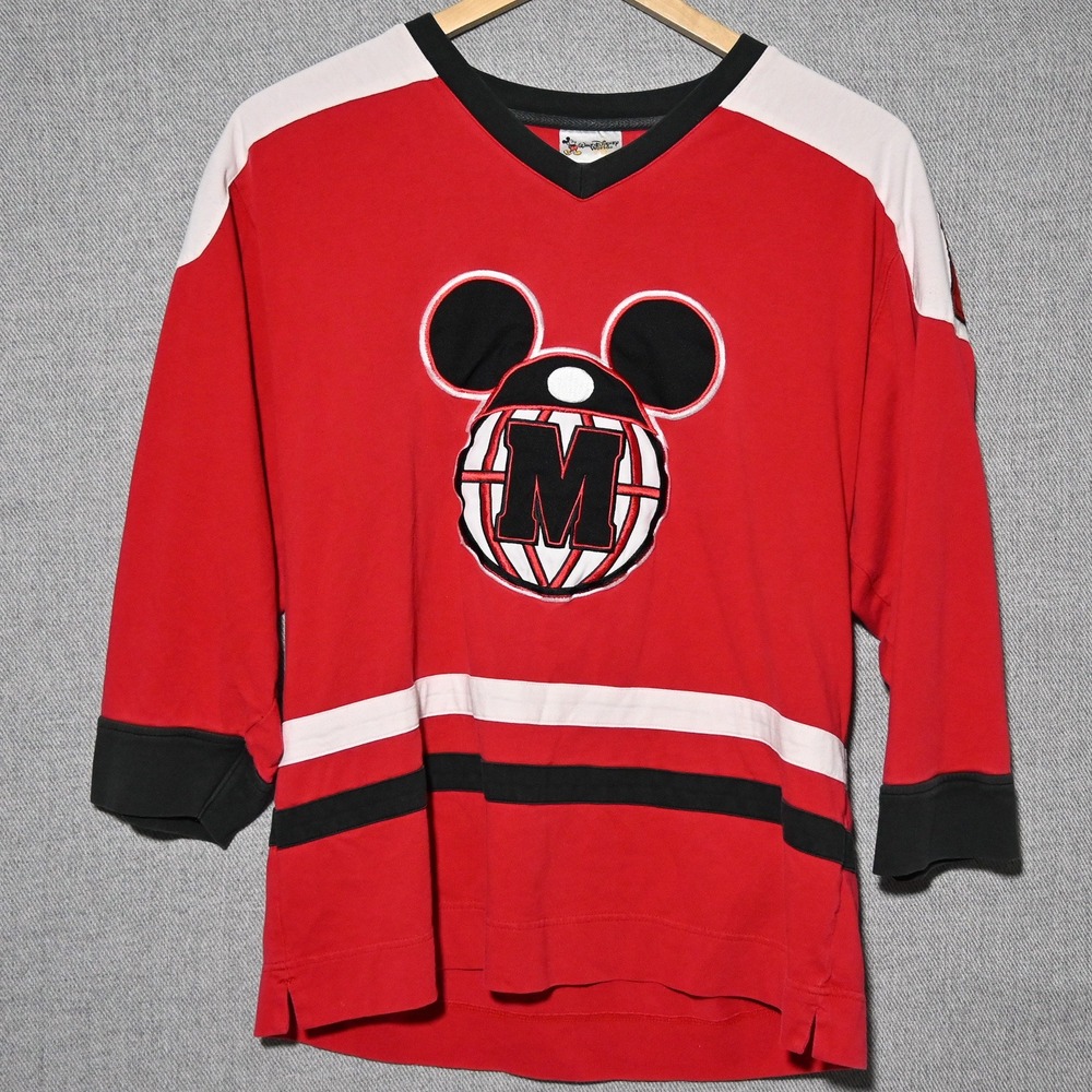 Walt Disney World Hockey Jersey Unisex Embroidered Mickey 1 Medium Red